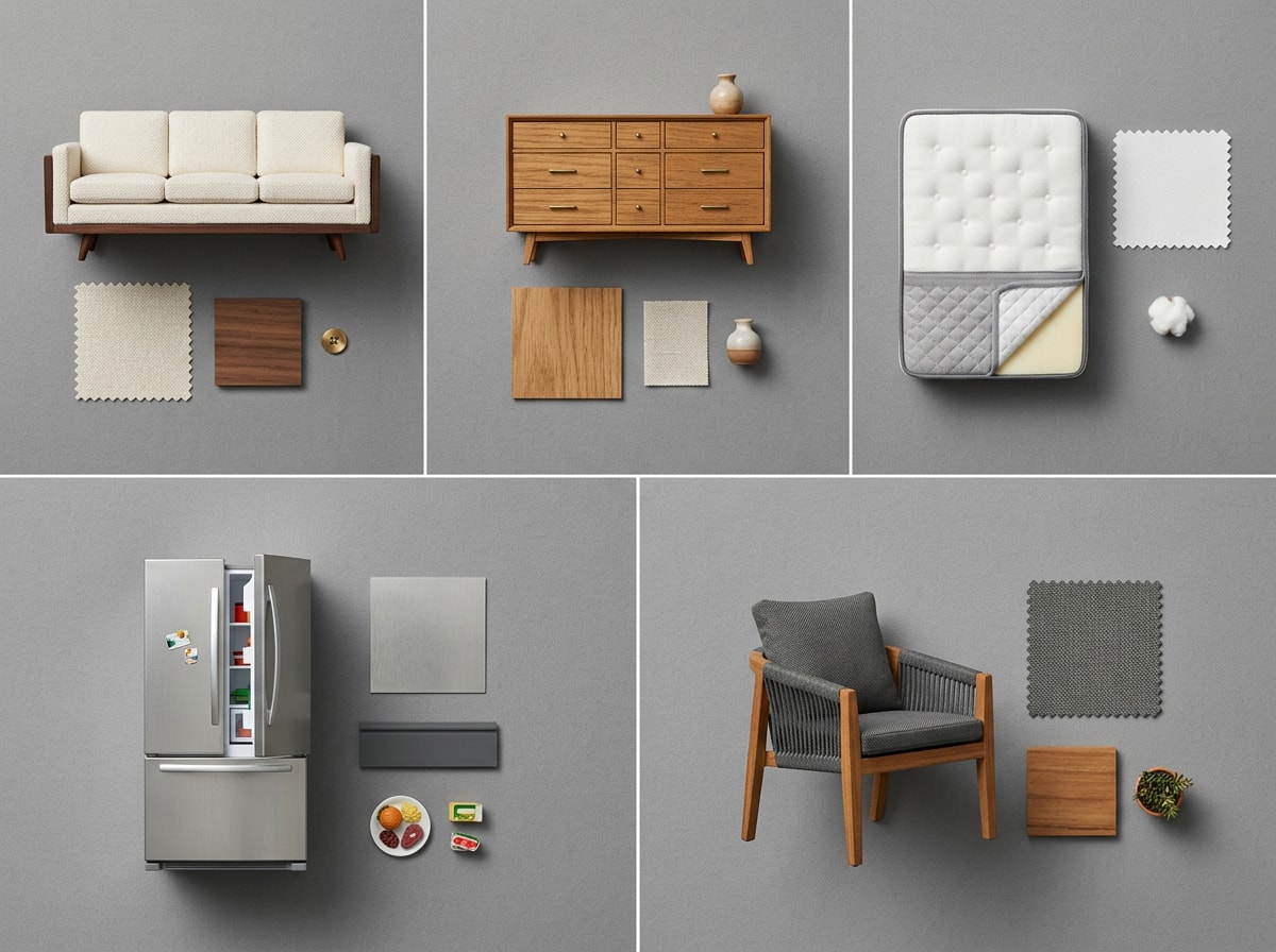 Grid graphic showing furniture categories movers commonly transport in Austin