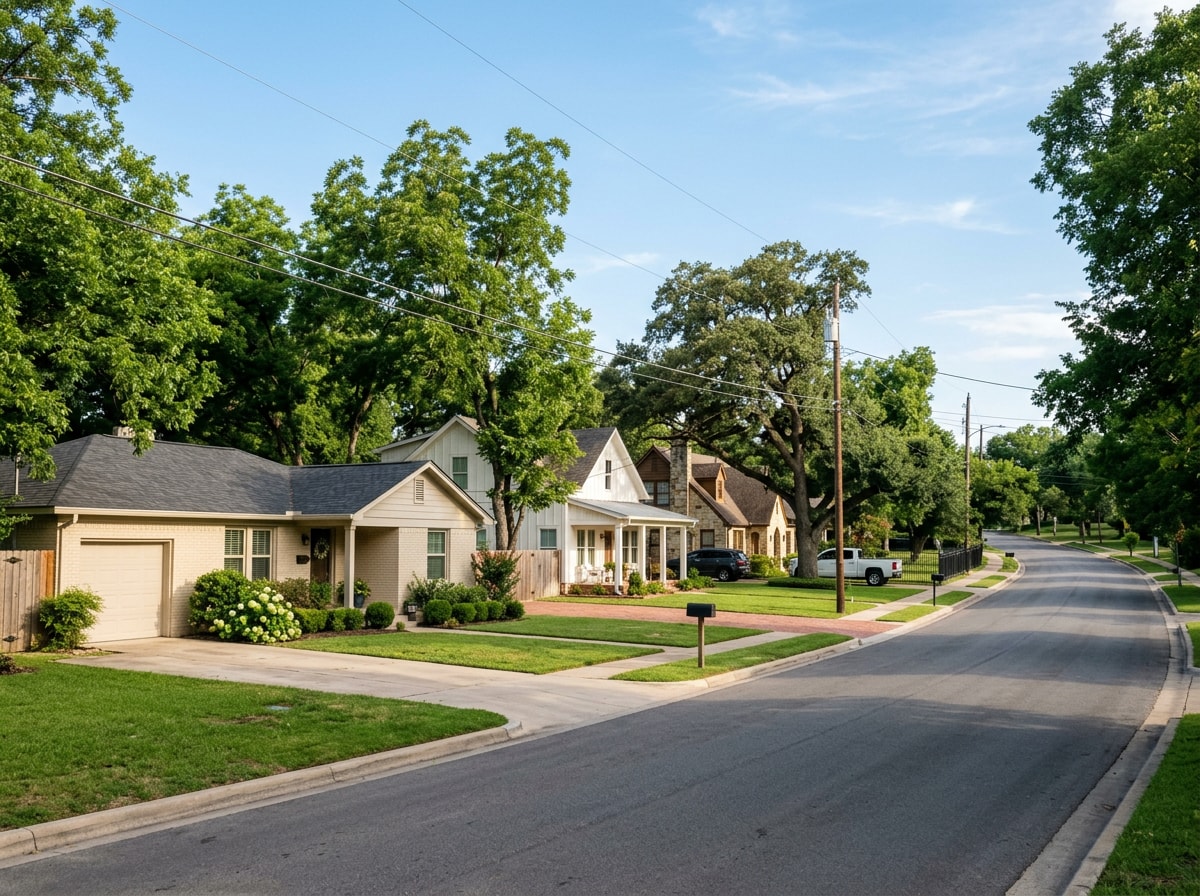 Street view of a residential neighborhood in Seguin, TX