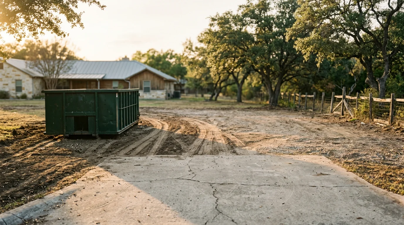 Junk removal crew loading debris into a truck at a San Antonio property